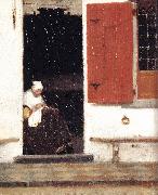 VERMEER VAN DELFT, Jan The Little Street (detail) etr oil painting on canvas